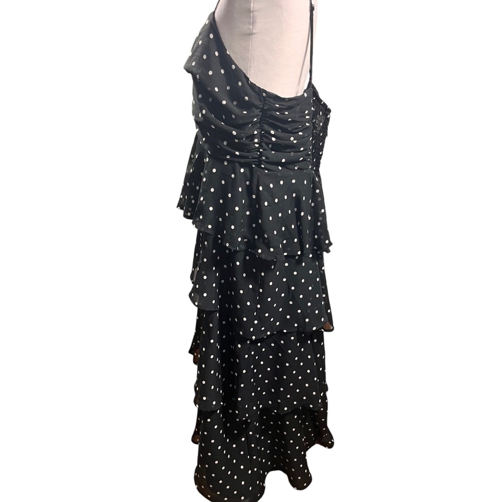 NWOT A New Day Women 1X Polka Dot Tiered Ruffle Dress Black White Smocked Back - Picture 2 of 4
